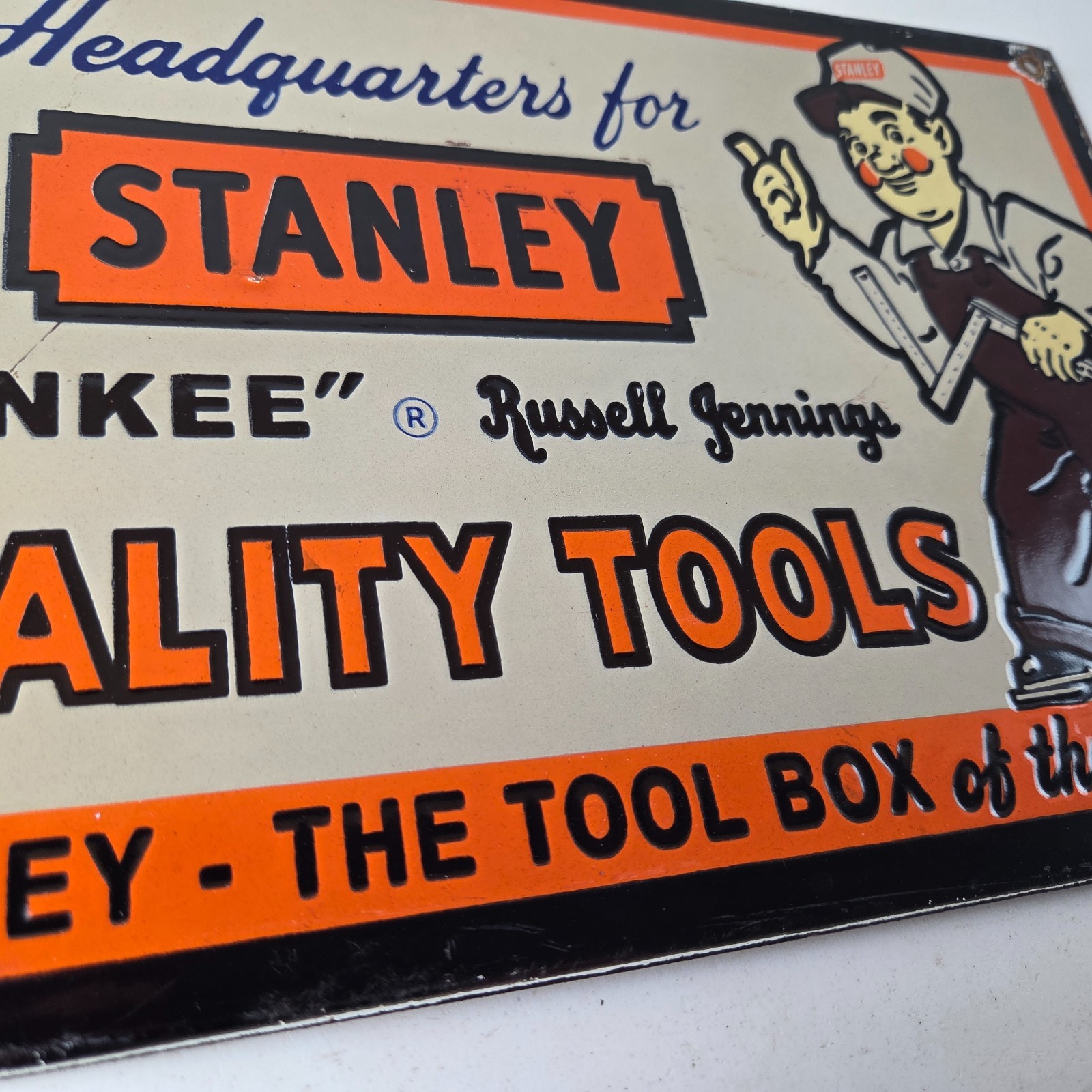 Vintage Stanley Tools Sign – Gas Auto Mechanic Garage Shop Porcelain Sign