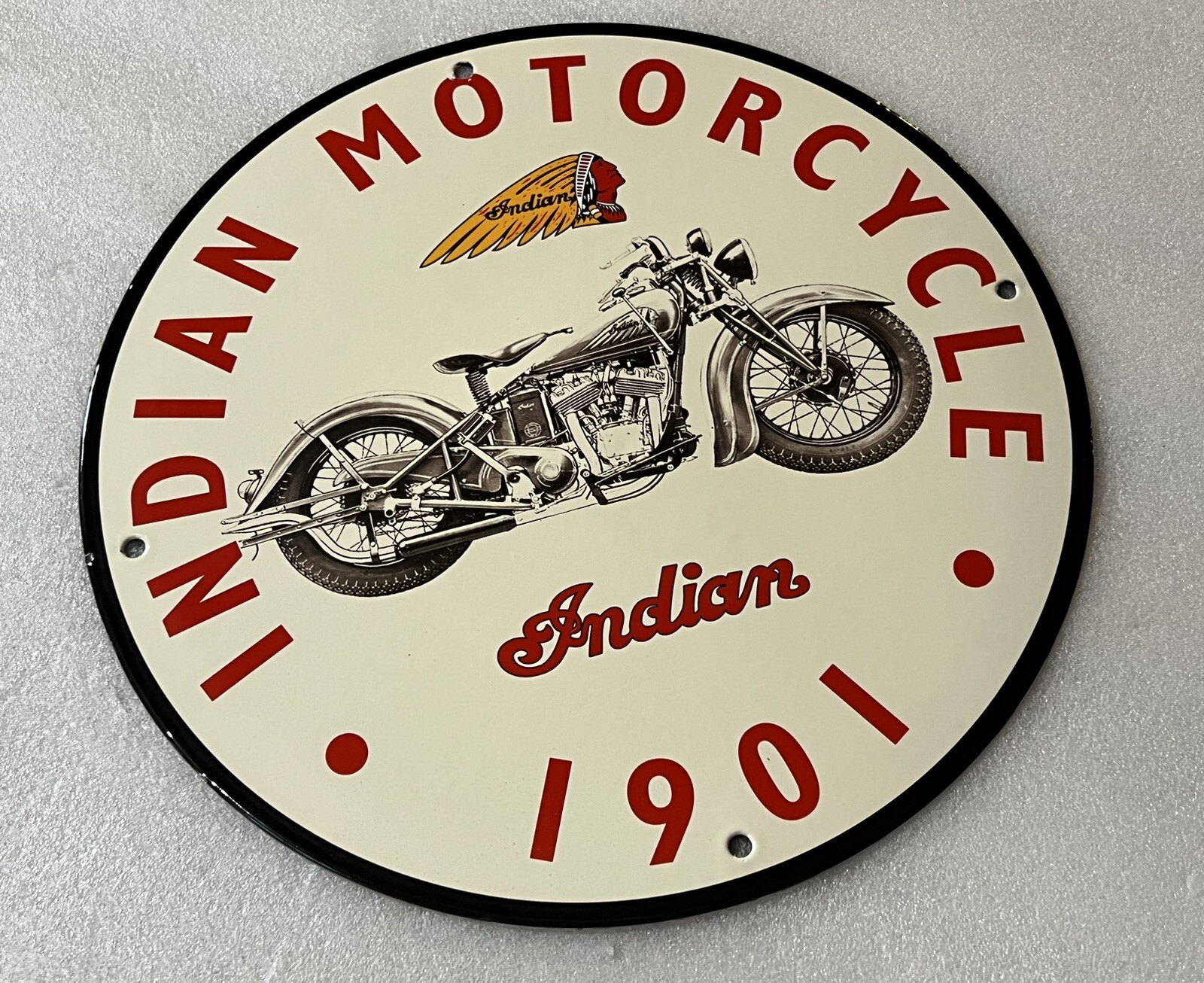 12in Motorcycle PORCELAIN ENAMEL SIGN OIL Dealer Service