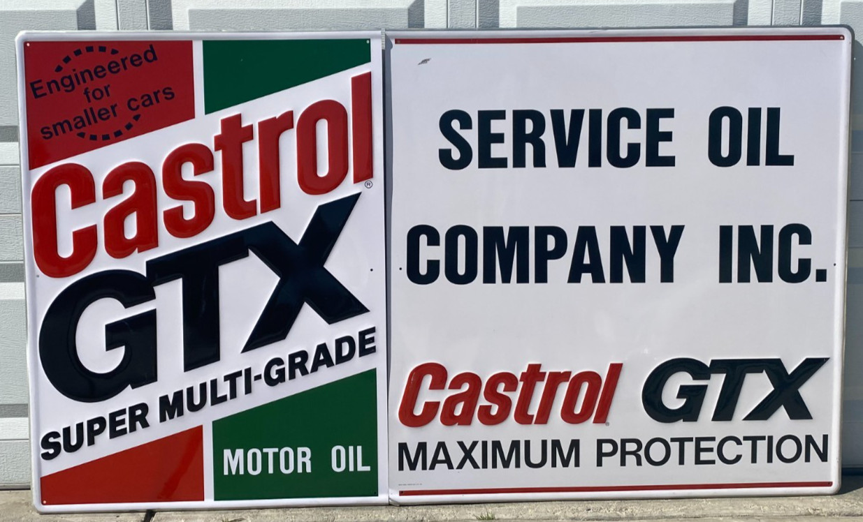 Vintage Castrol GTX Motor Oil Dealer Sign Embossed Metal 35×60 Advertising