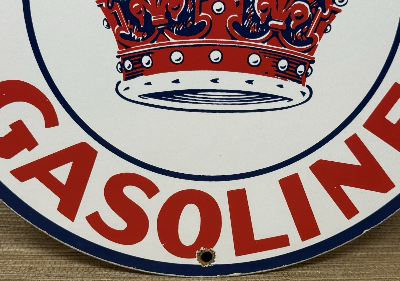 VINTAGE RED CROWN GASOLINE PORCELAIN SIGN STANDARD OIL GAS STATION PUMP PLATE