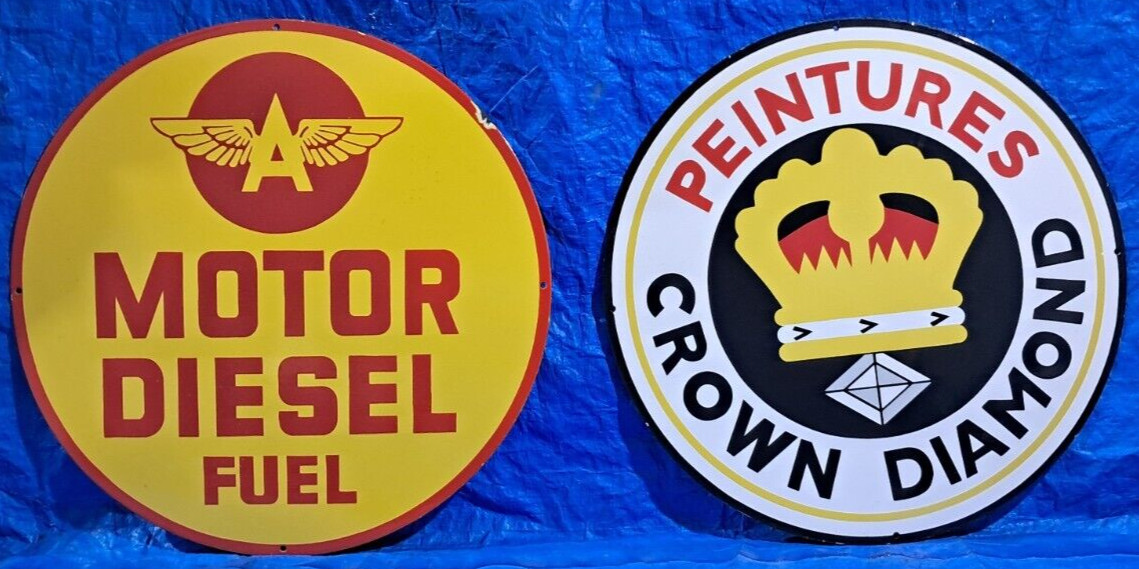 2 Porcelain Enamel Sign, More Details In Description