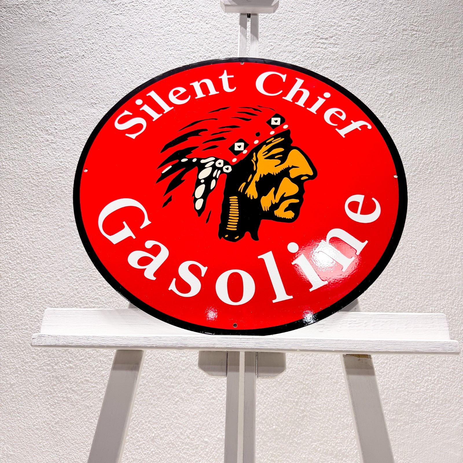 Silent Chief Gasoline Sign – Heavy Metal Garage Decor – 50 cm (19.7”)