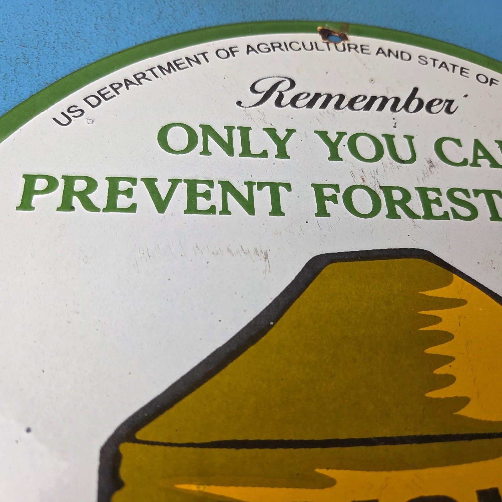 Vintage Forest Service Gas Pump Sign – Smokey the Bear Porcelain Sign