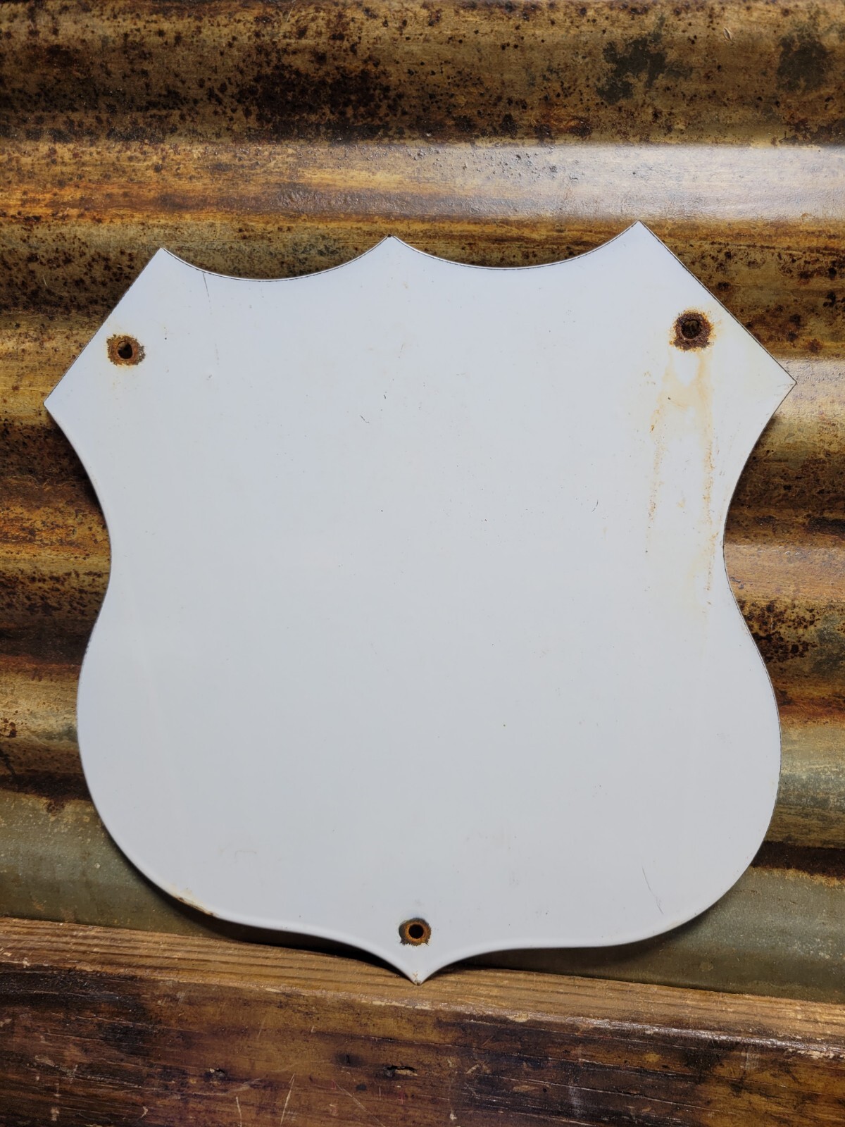 VINTAGE PHILLIPS 66 PORCELAIN SIGN GASOLINE MOTOR OIL HIGHWAY SERVICE SHIELD 12″