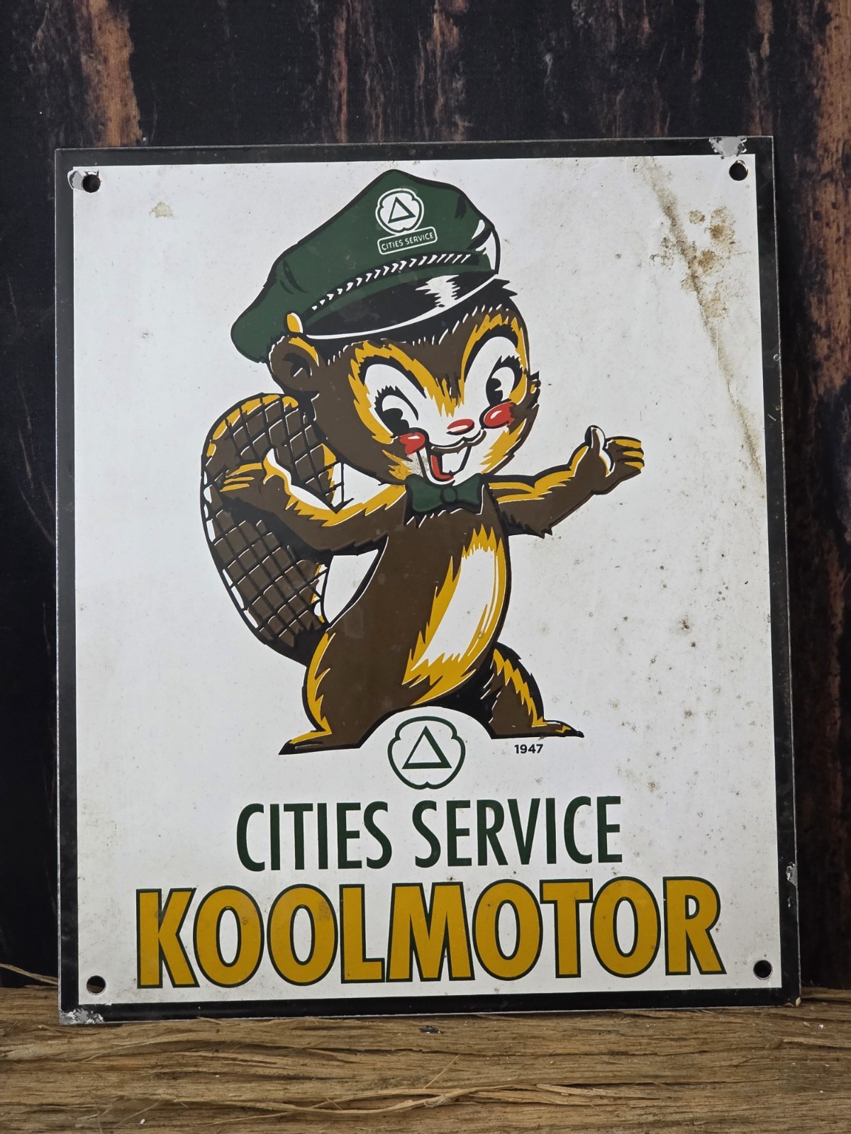 VINTAGE CITIES SERVICE KOOLMOTOR PORCELAIN SIGN 12″X10″