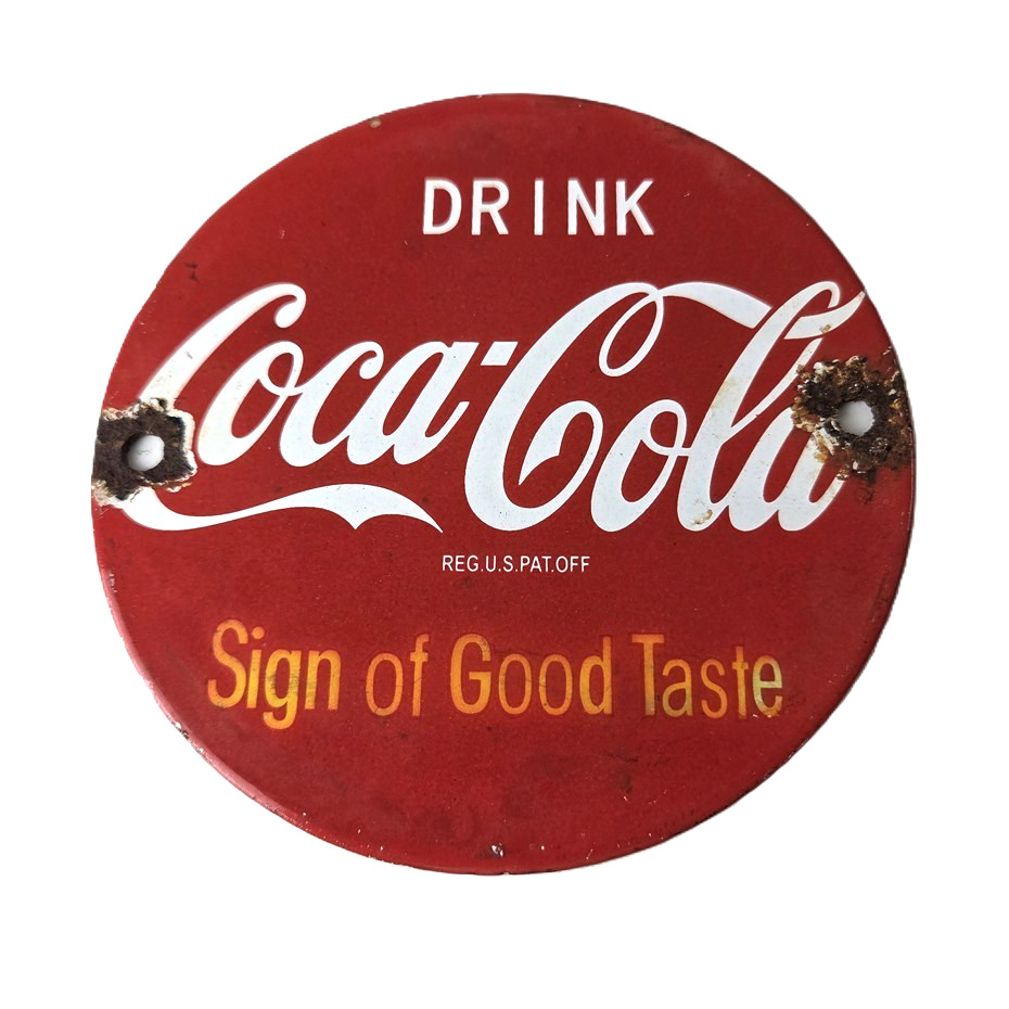 Vintage Coca Cola Porcelain Sign – Shop Soda Advertising Gas Pump Service Sign
