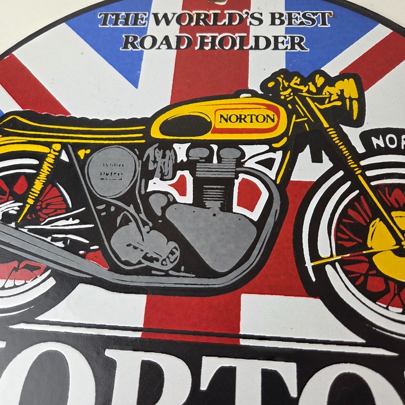 Vintage Norton Motorcycles Sign – Porcelain Automobiles Mechanic Gas Pump Sign