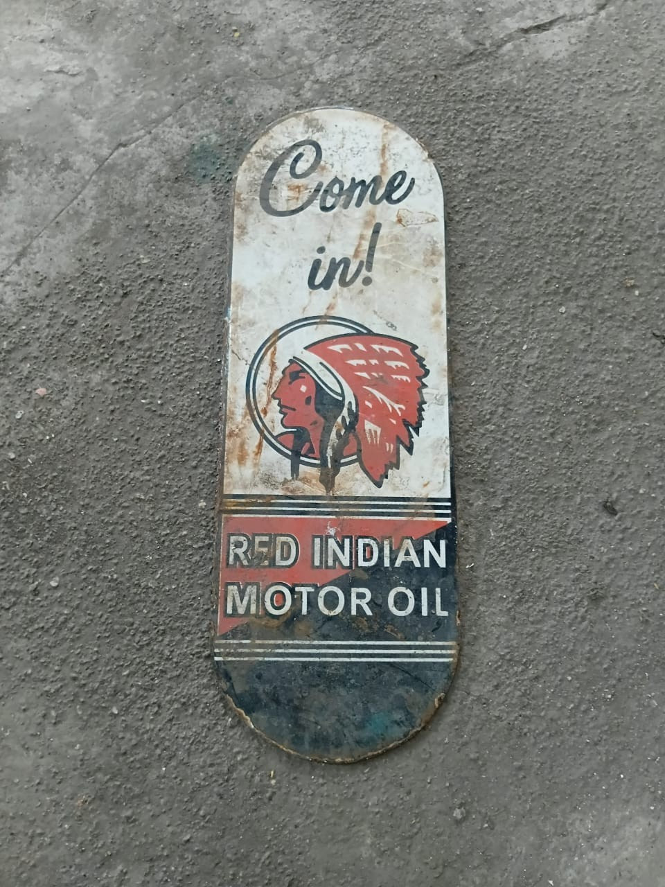 PORCELIAN RED INDIAN ENAMEL SIGN SIZE 8X4 INCHES