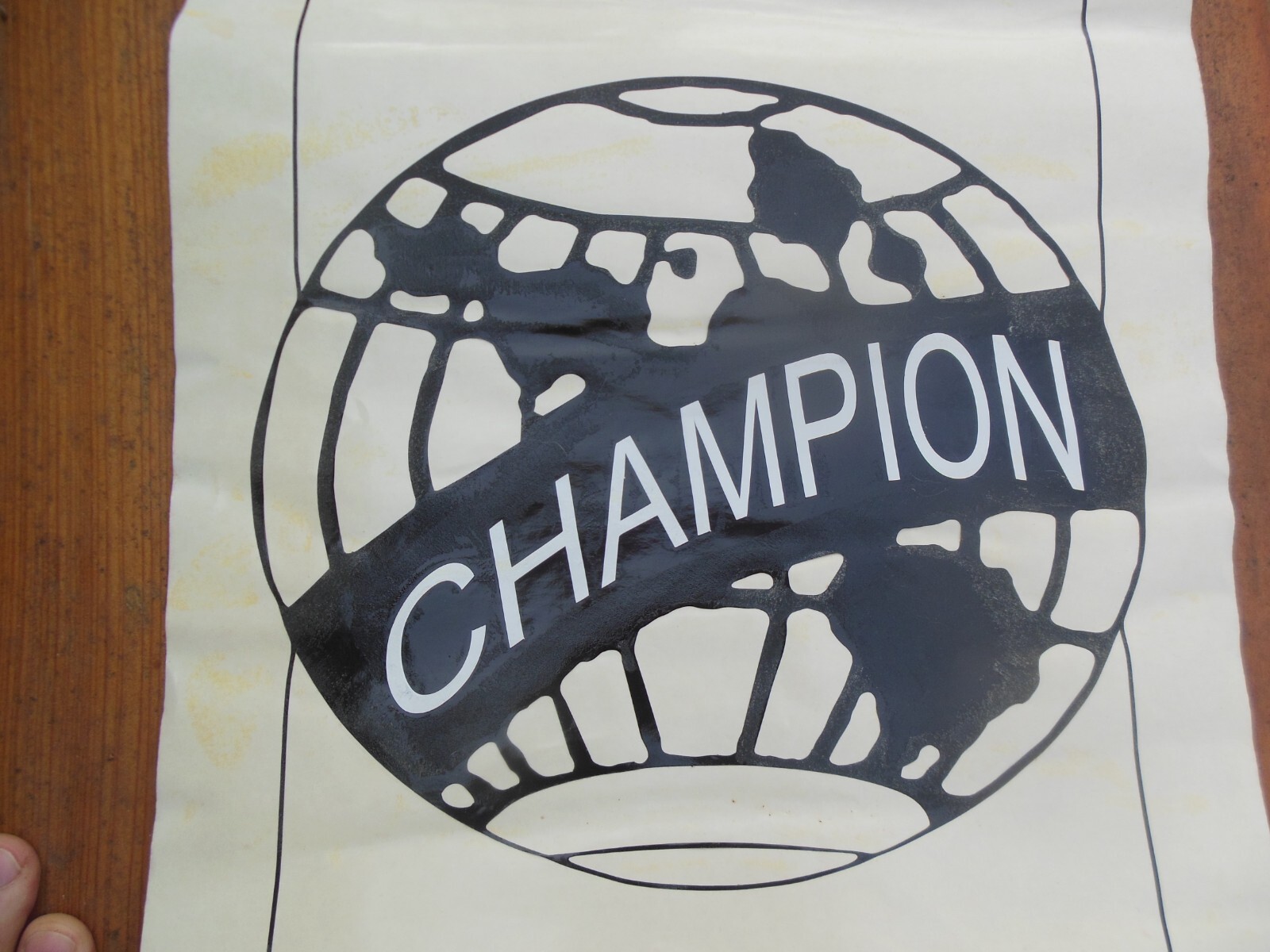 Vintage Champion Spark Plug Service Paper Vinyl Sign 26″ x 11″