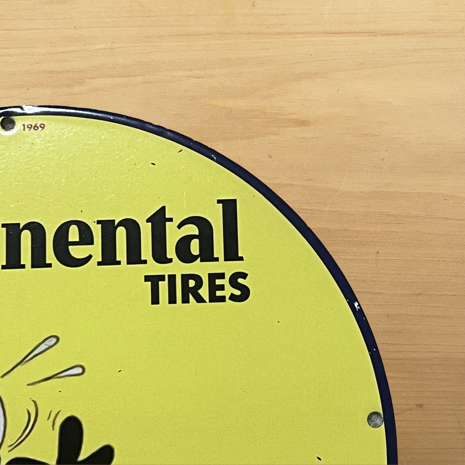 VINTAGE CONTINENTAL TIRES PORCELAIN SIGN FELIX DEALER SERVICE STATION PUMP PLATE
