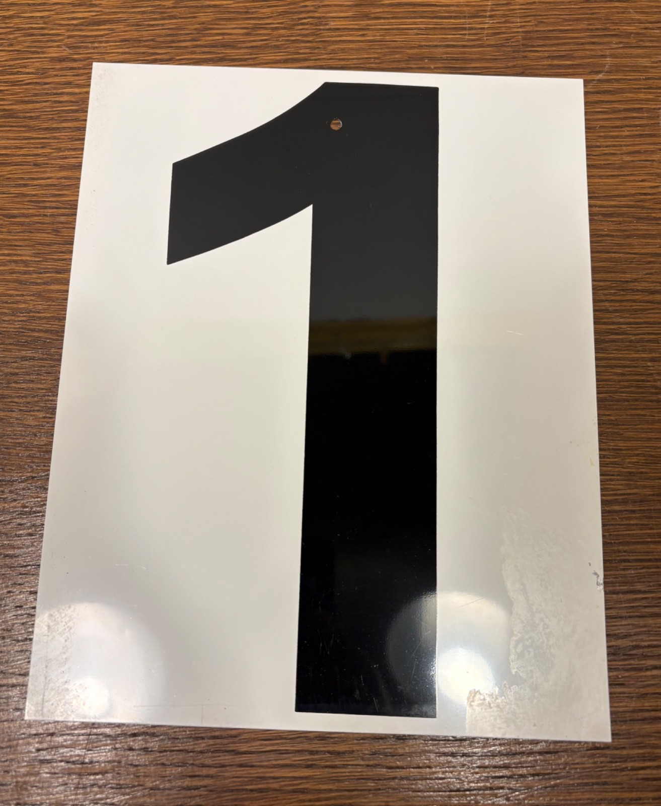 Vintage Double Sided Metal Gas Station Numbers Black on White Graphic Art 8 X 10