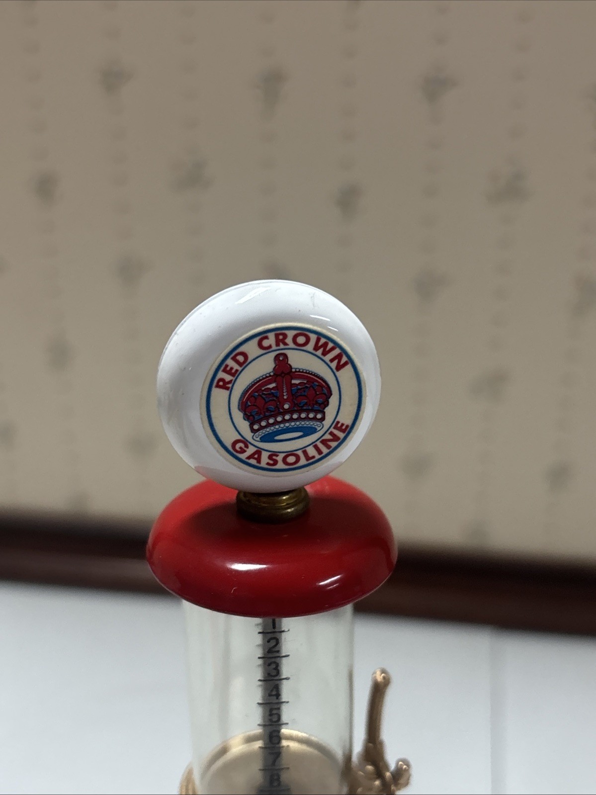 Vintage Red Crown Visible Gas Pump Miniature Replica Model, Made In The Usa