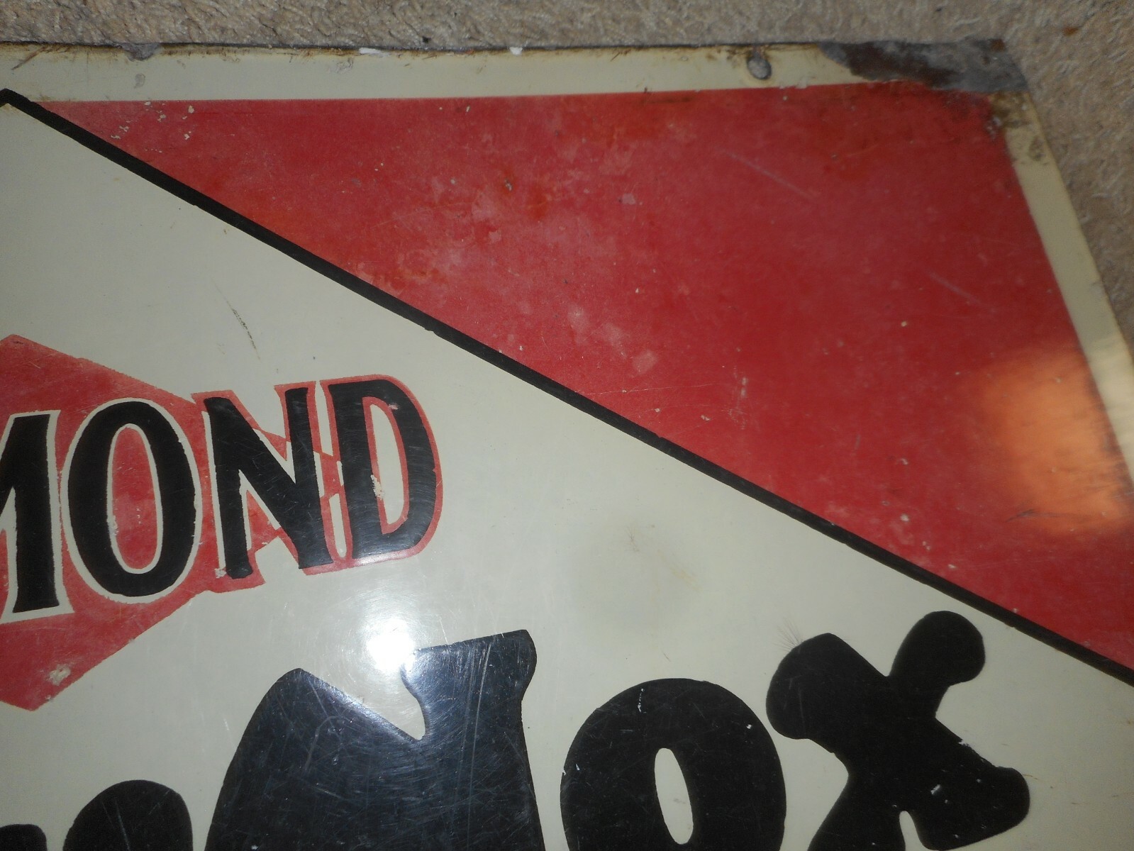 Vintage PORCELAIN NEVR NOX DIAMOND DX GASOLENE GAS STATION OIL ADVERTISING SIGN