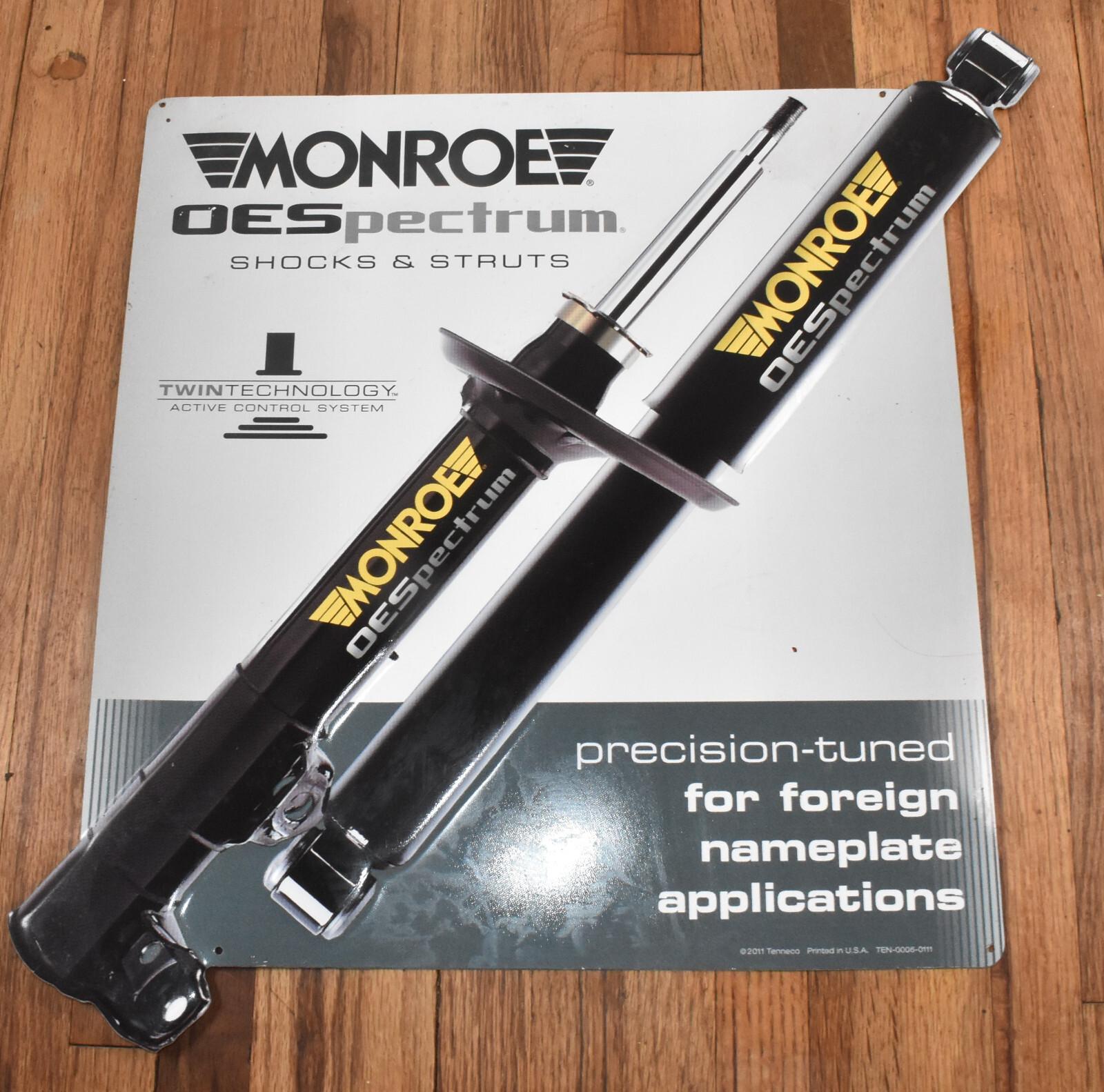 Monroe OESpectrum Shocks Embossed Gas Station Advertising Sign