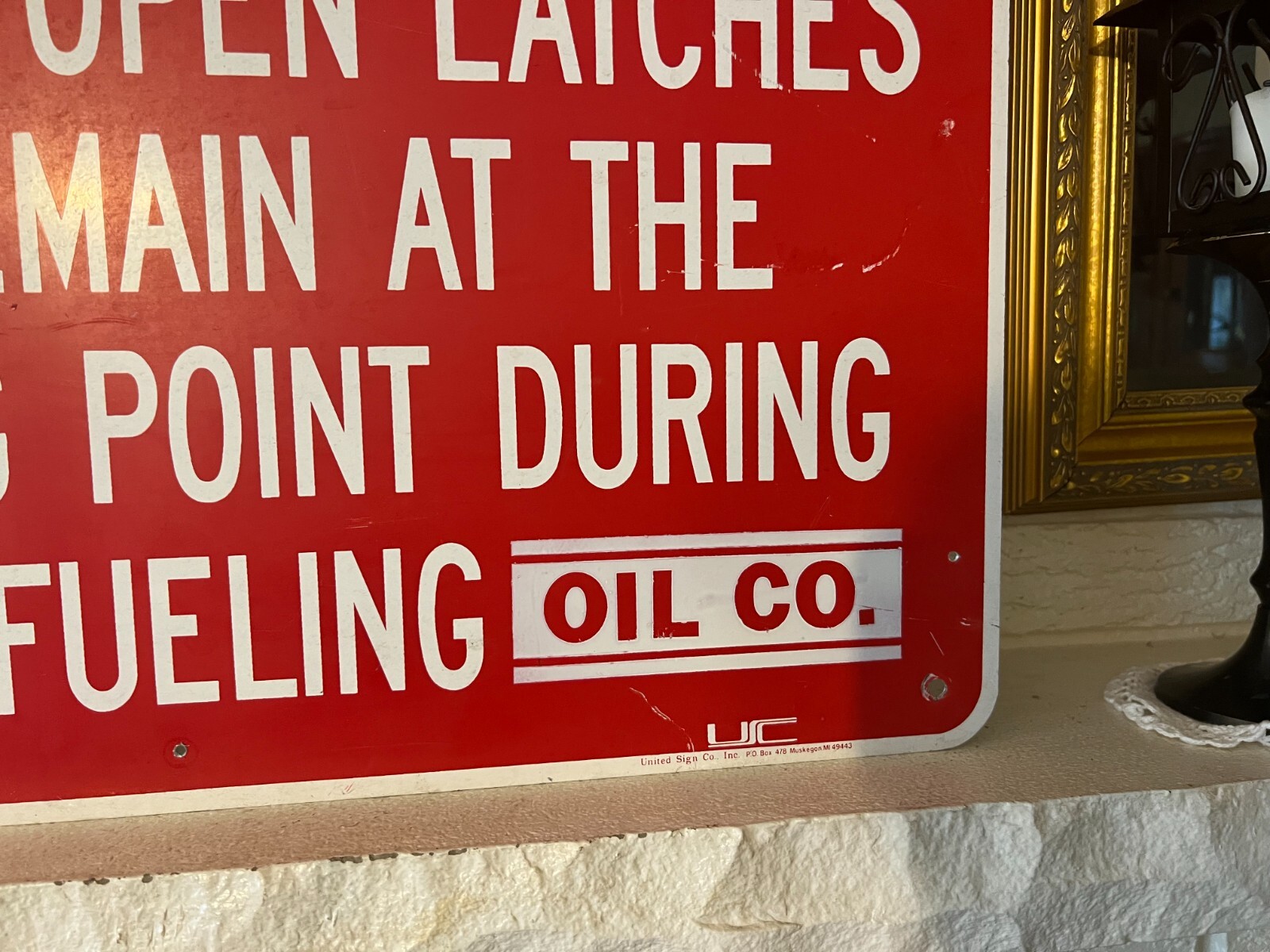 Antique Original Mobil oil Co. refueling Point Aluminum Sign 36 x 24″