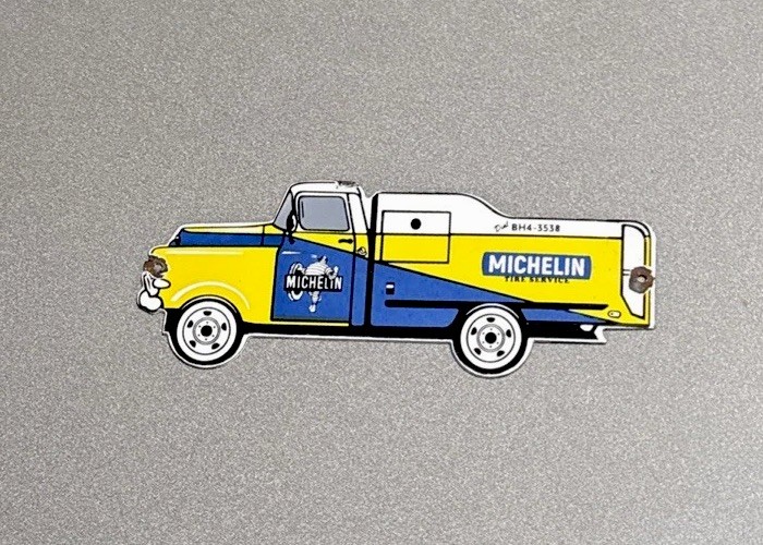 VINTAGE 12” MICHELIN TIRE SERVICE PORCELAIN SIGN CAR GAS TRUCK OIL MOTORCYCLE