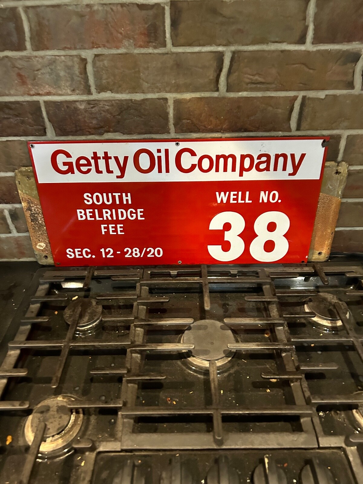 Getty Oil Company Porcelain South Belridge Sign