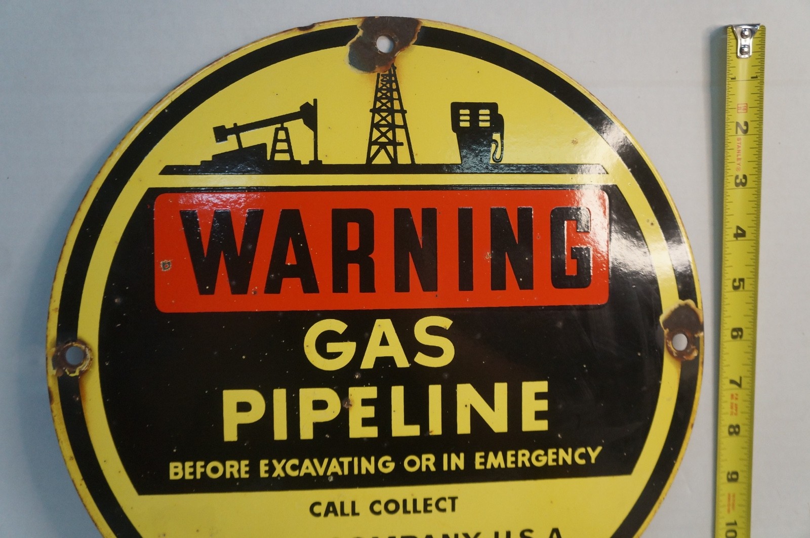 Rare Porcelain Gas Pipeline Exxon Hennessey Oklahoma Oil Derrick Pump 12″