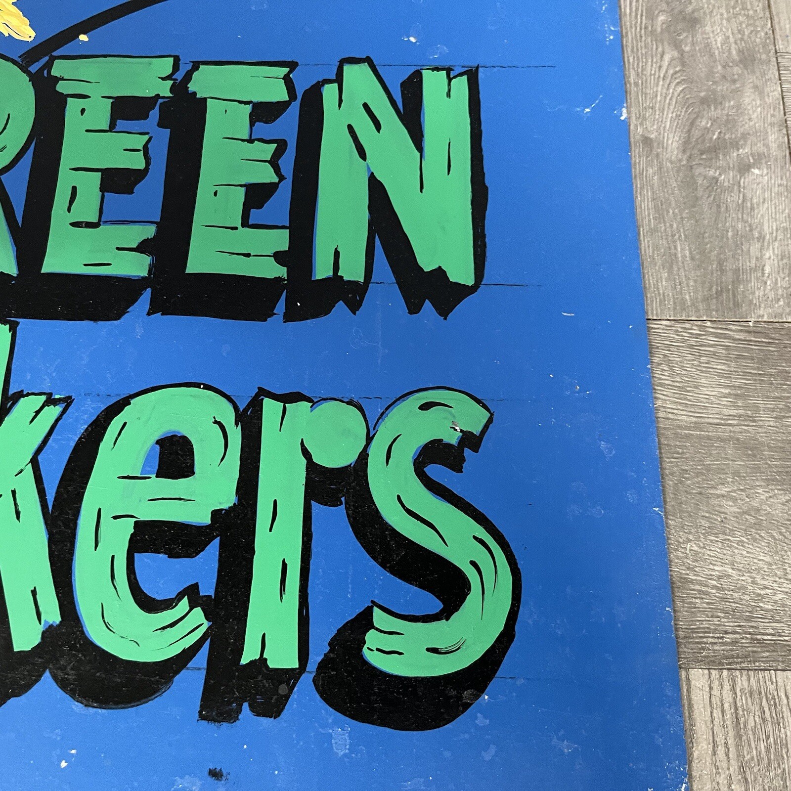 Vintage Green Akers (acres) Sign Hand Painted Folk Art Garden Greenhouse 16″x12″