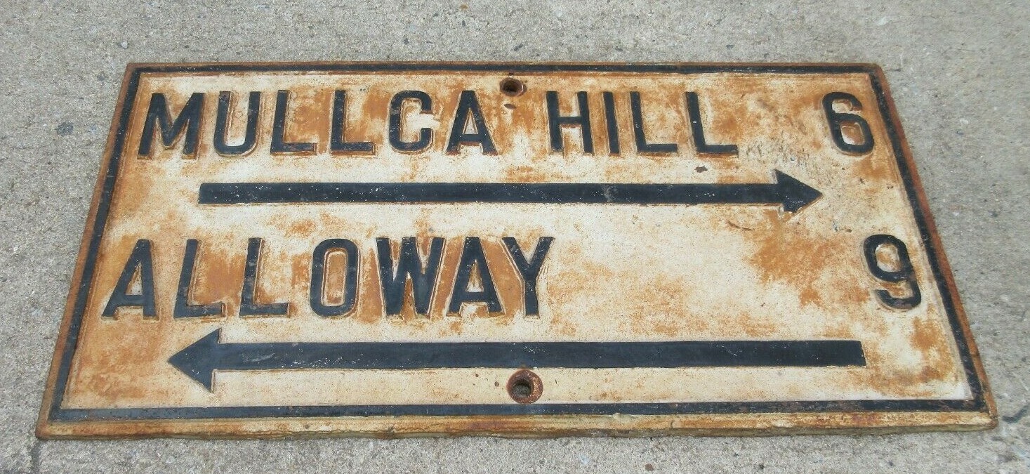 1890s Cast Iron Street Sign New Jersey Garden State Mullica Hill Alloway