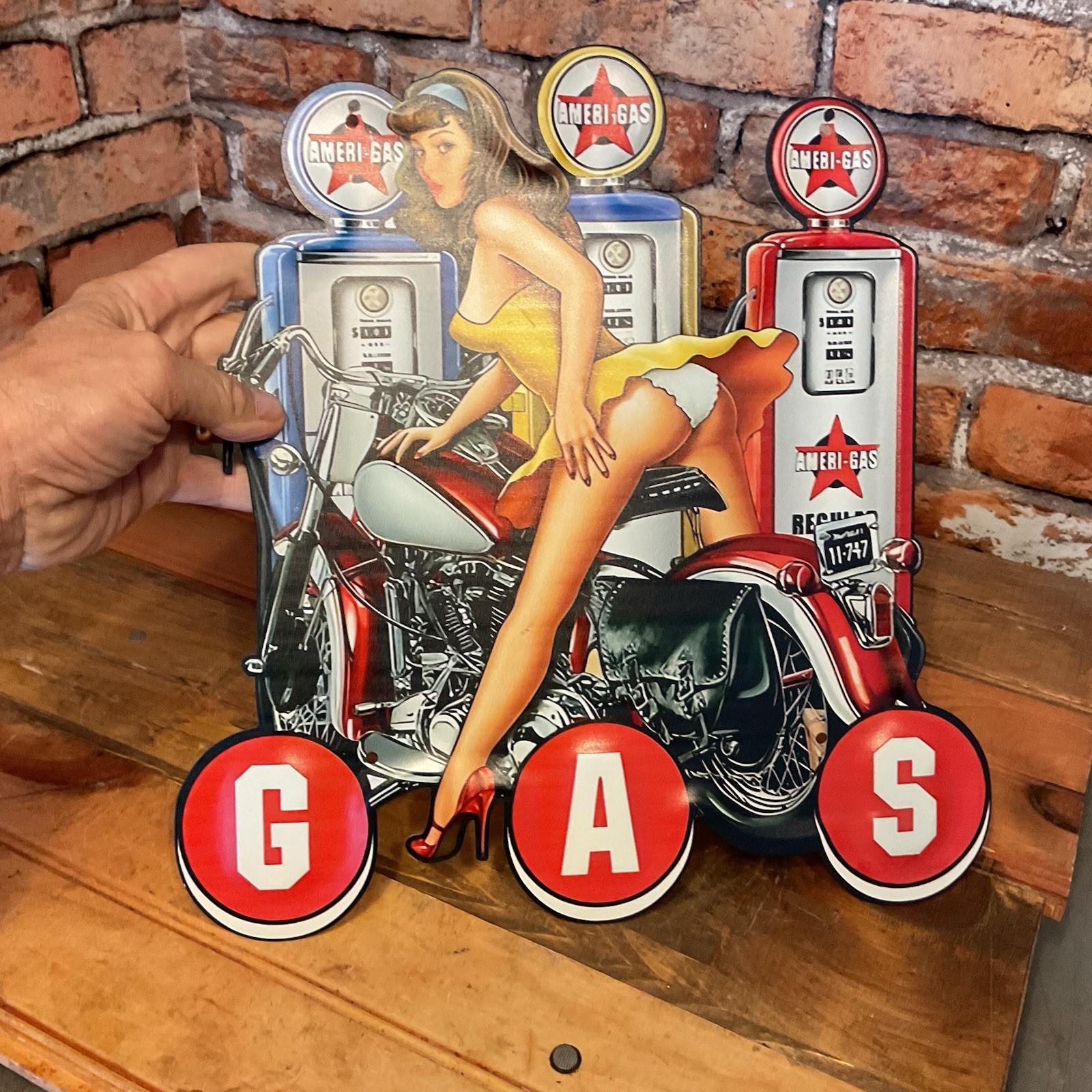 Large 12″x12″ High Quality Gas Pump Tin Sign…Ships Free!
