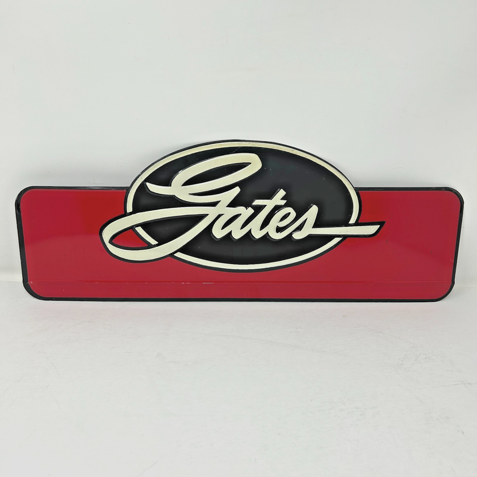 GATES TIRES-BELTS-HOSES advertising sign NOS 17.5″ metal enamel automotive parts