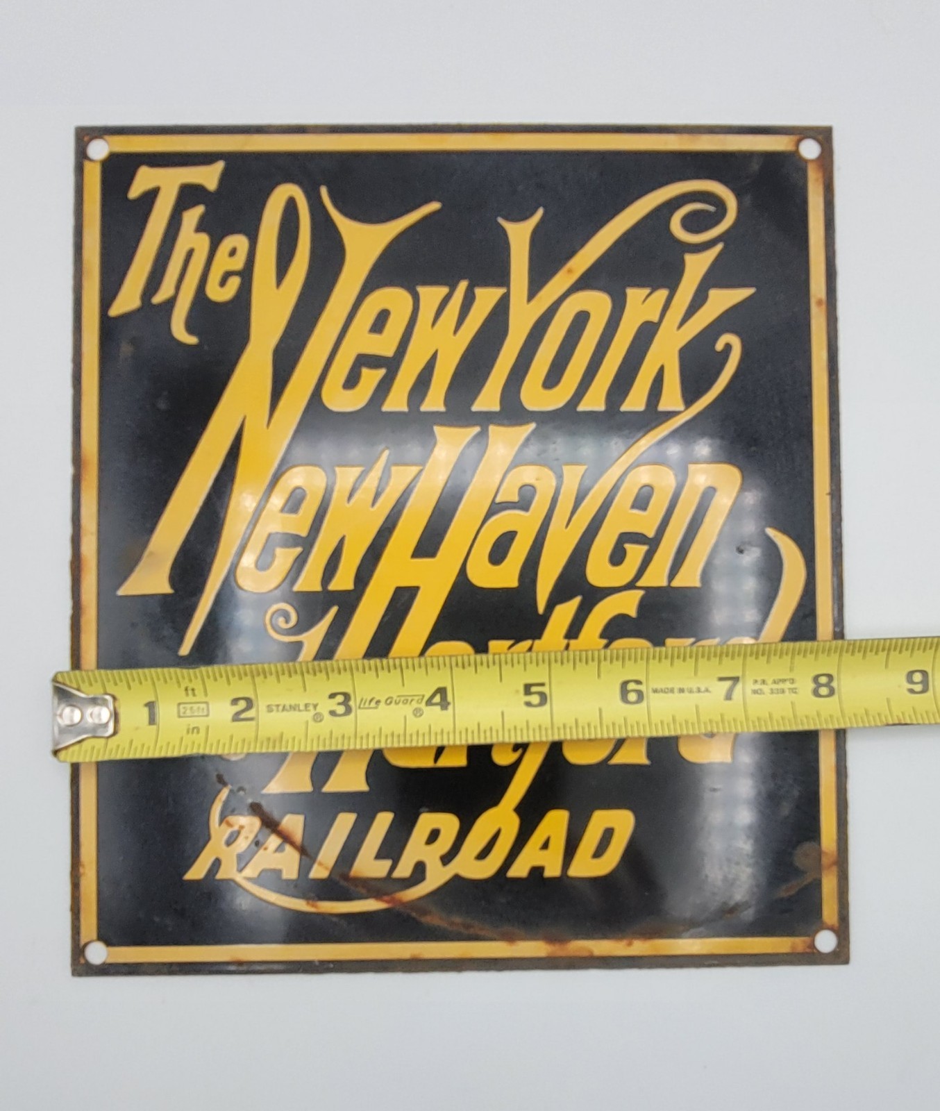 Vintage New York New Haven Hartford Railroad Porcelain Enameled Metal Sign