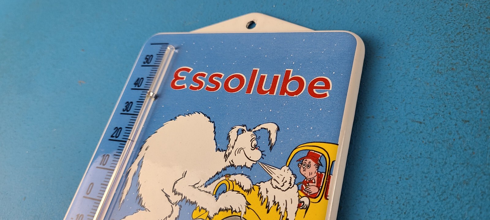 Vintage Esso Porcelain Sign – Esso Lube Gasoline Pump Ad Sign On Thermometer
