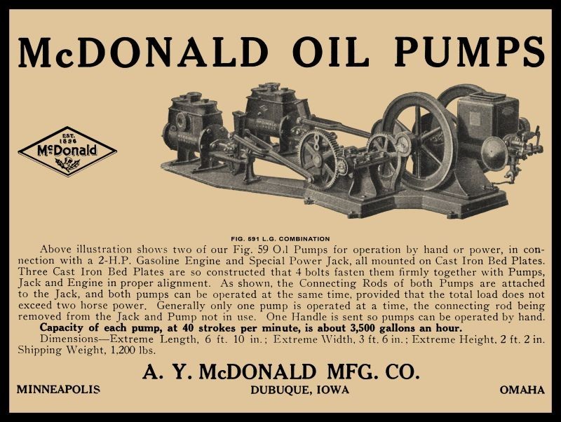 1920 A.Y. McDonald Oil Pumps of Dubuque, Iowa NEW Metal Sign 18×24″ USA STEEL