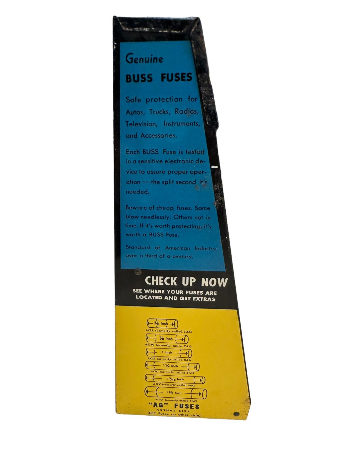 Vintage Metal Advertising Display Case For Buss Glass Tube Fuses, Garage, Shop