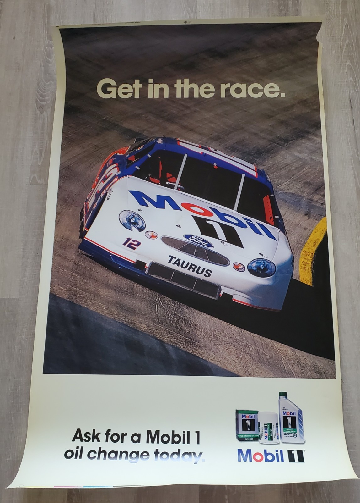 MOBIL/NASCAR Ad Poster Featuring #12 Made of Hard Plastic 50 in x 29 in