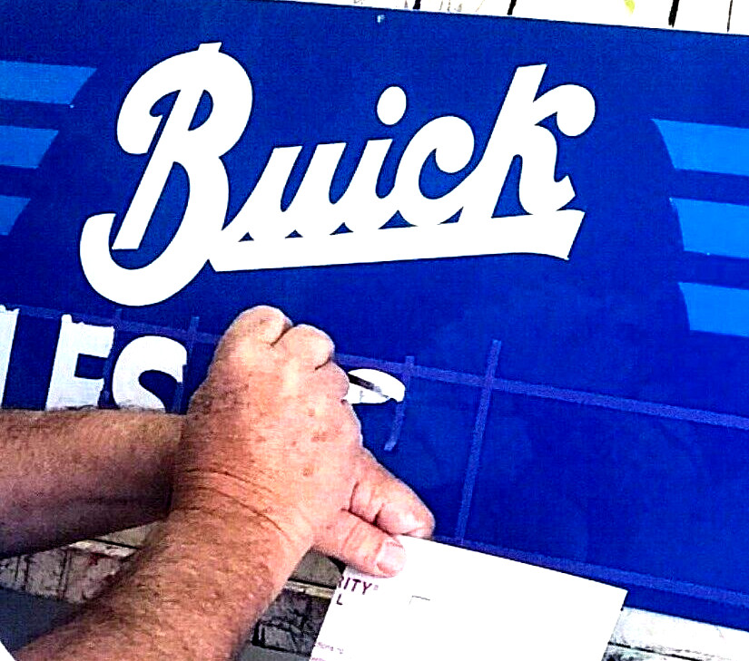 LARGE 36″ Hand Painted Vintage Metal BUICK Sales Service Gas Oil Shop Sign