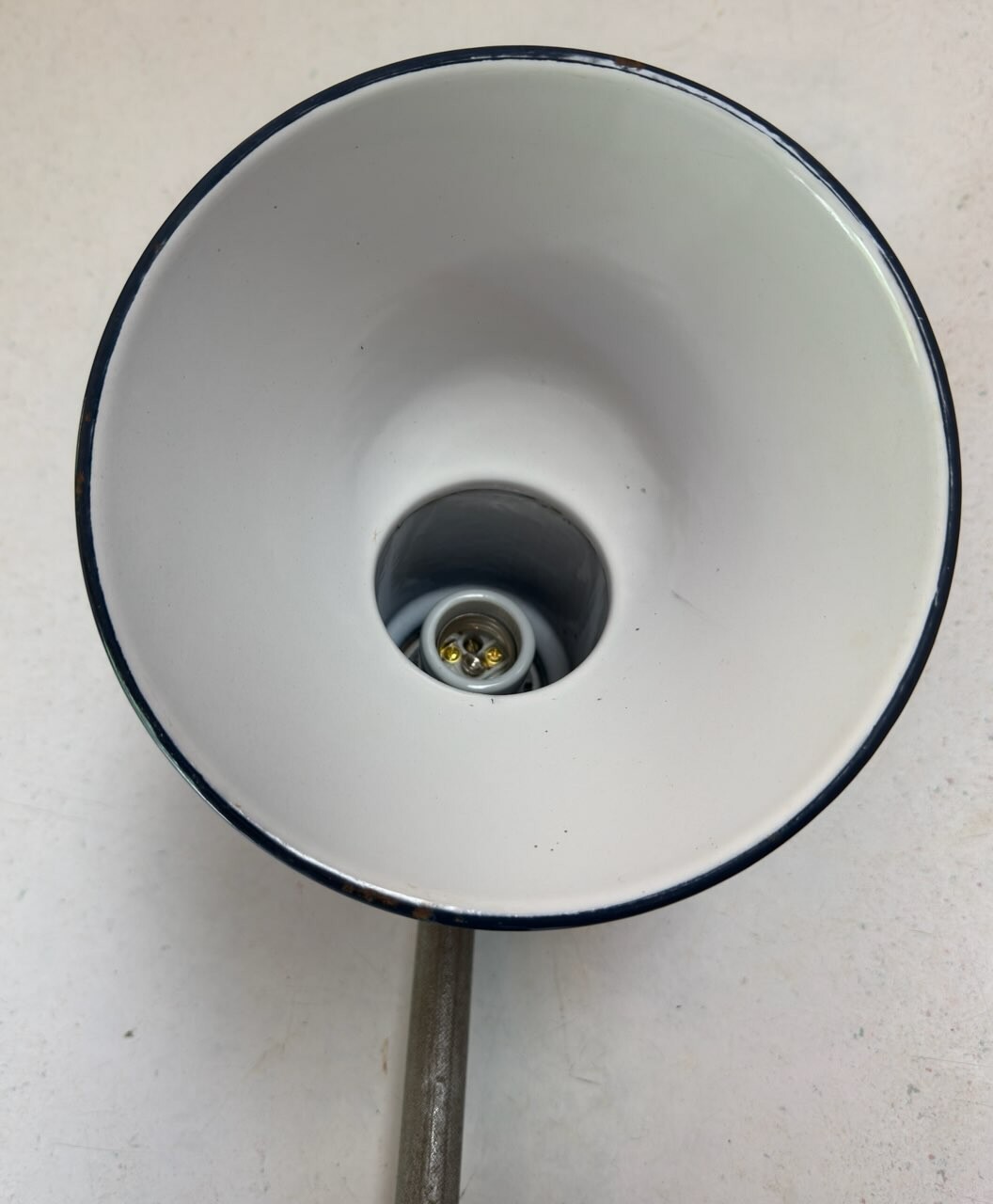 1930s Abolite 8″ Blue Porcelain Industrial Sign Gas Station Vintage Pole Light