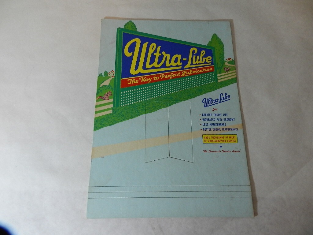 VINTAGE 1953 ULTRA-LUBE STORE ADVERTISING DISPLAY- NOS- VINTAGE SERVICE STATION