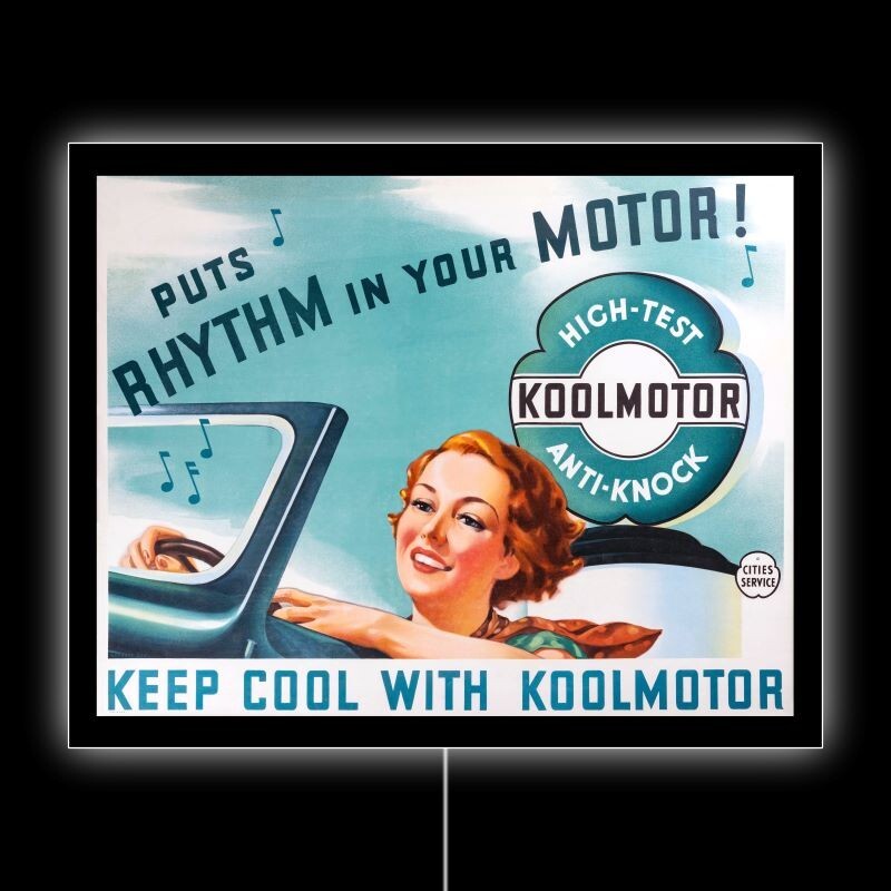 Cities Service KOOLMOTOR Gasoline NEW LED Hanging Lighted Sign: 18×23″