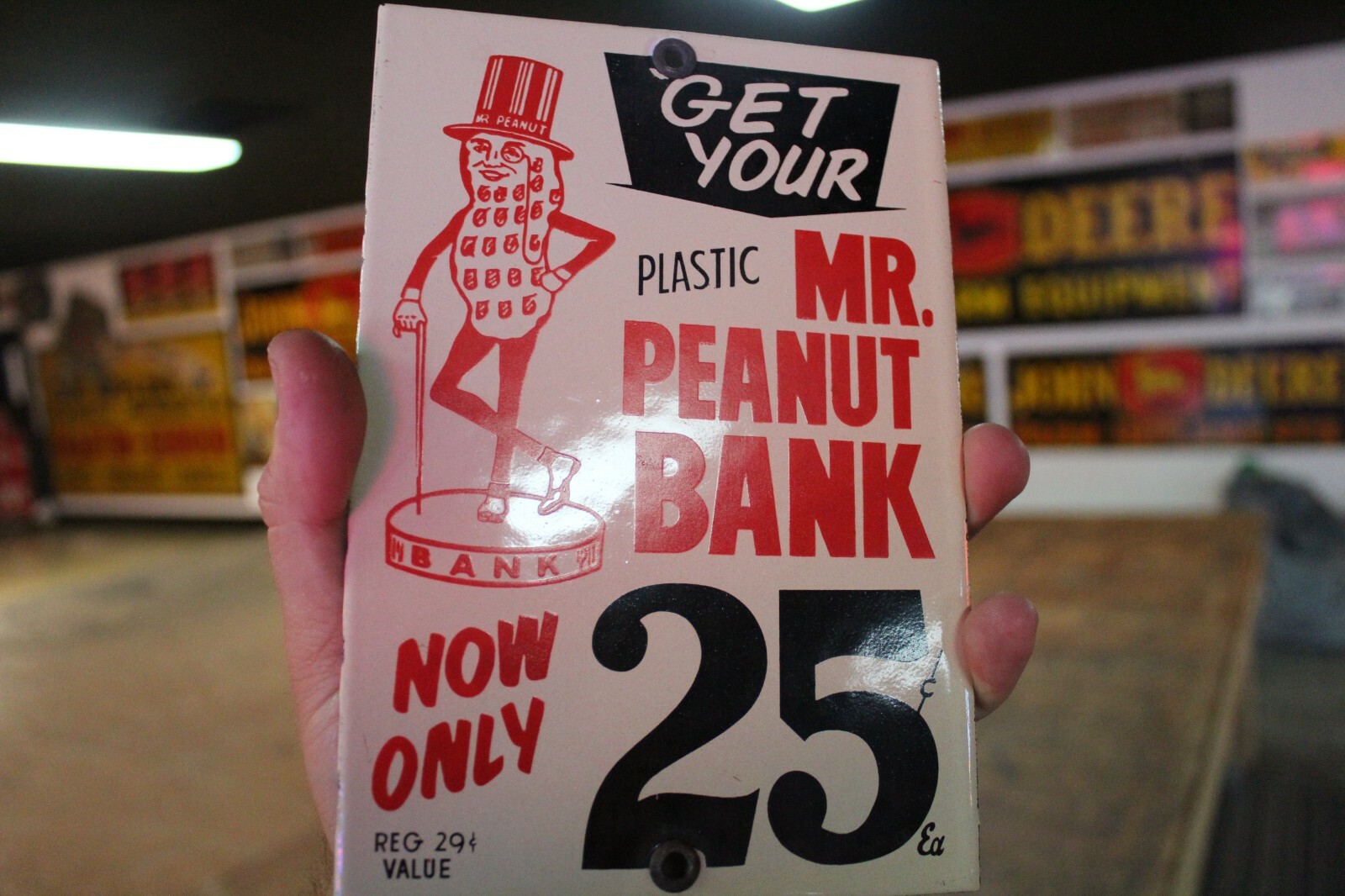 GET YOUR PLANTERS MR. PEANUT BANK GENERAL STORE PORCELAIN METAL SIGN GAS SODA