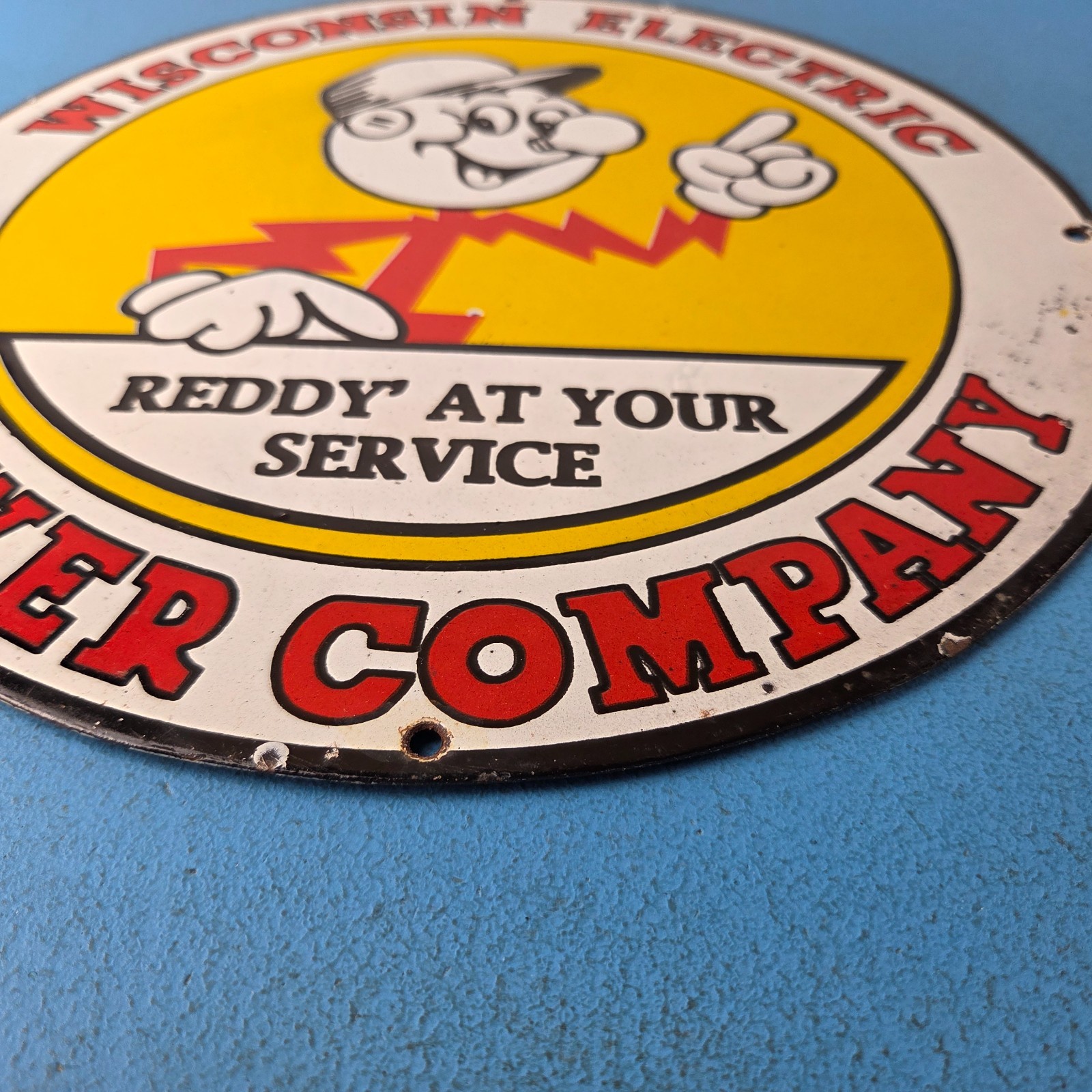 Vintage Electric Service Porcelain Sign – Advertising Gas Station Pump Sign
