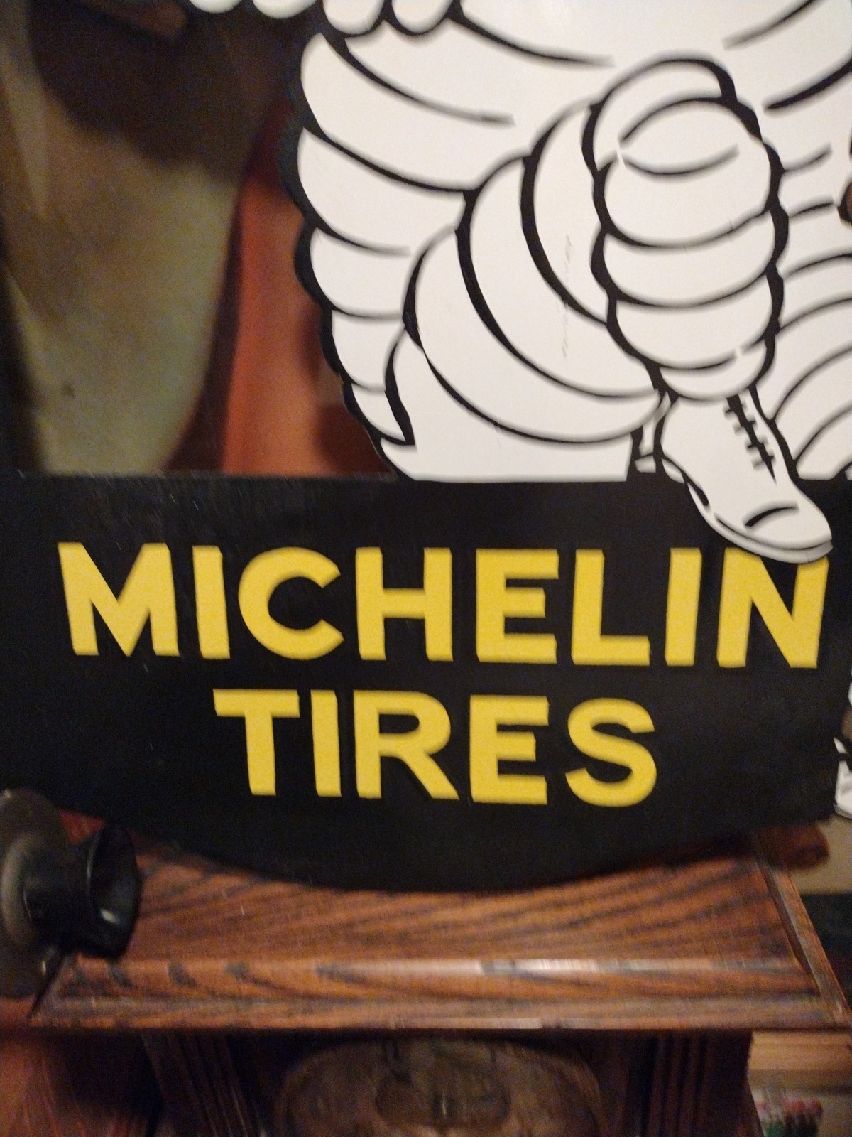 Rare Large Michelin Tires Dsp Porcelain Metal Flange Gas Oil Sign