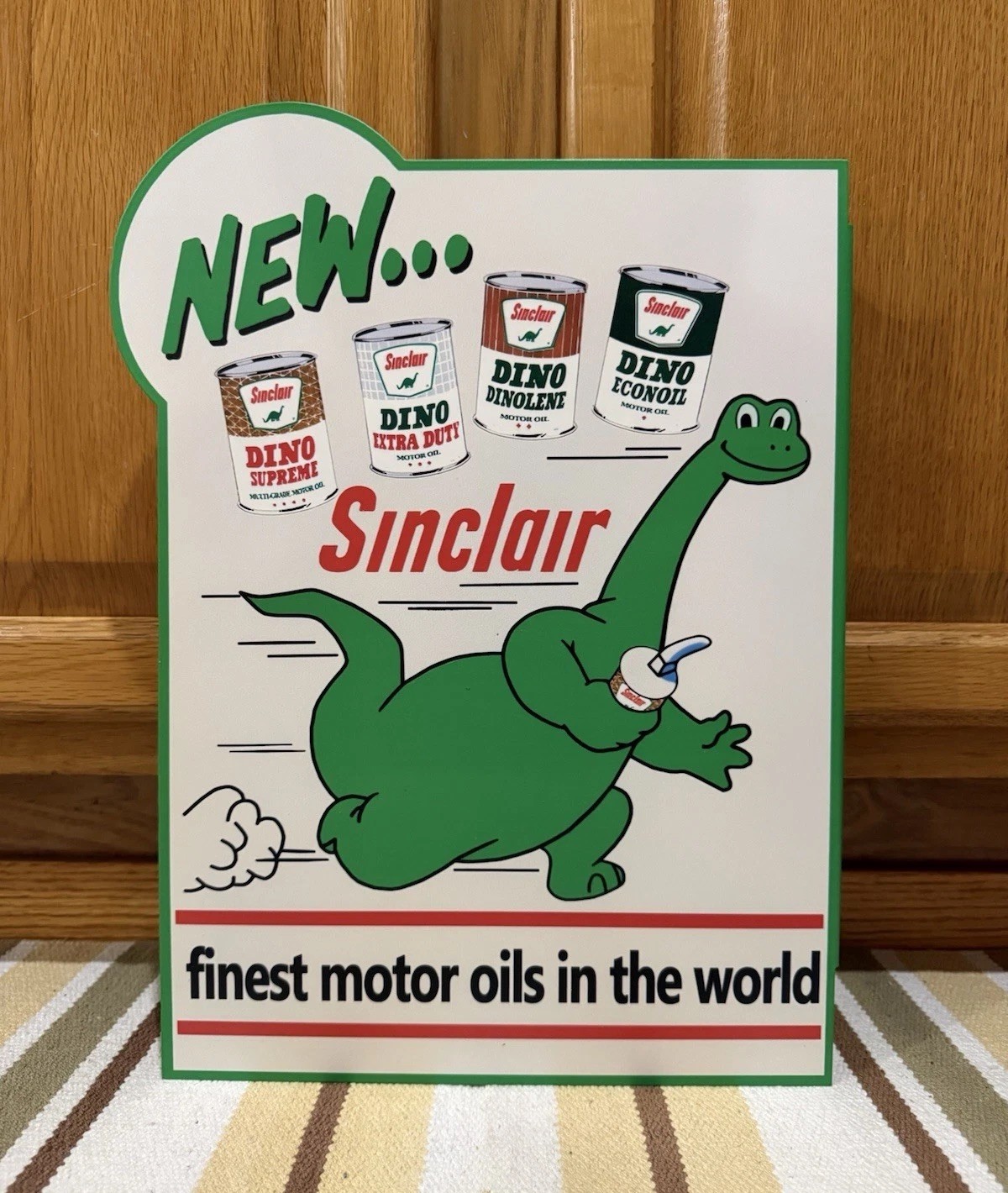 Sinclair Oil Flange Sign Dino Can Gas Garage Station Vintage Style Wall Decor