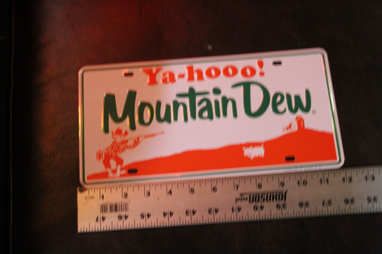 MOUNTAIN DEW SODA POP EMBOSSED METAL SIGN BOTTLE COKE FOUNTAIN GARAGE HILLBILLY