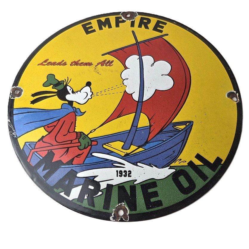 Vintage Empire Motor Oil Sign – Gas Service Station Pump Porcelain Sign