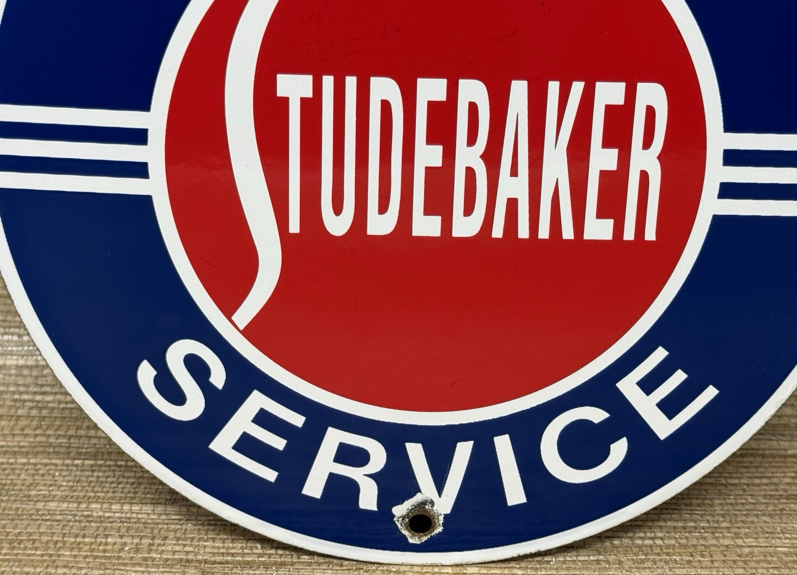 VINTAGE STUDEBAKER PORCELAIN SERVICE SIGN GAS STATION PUMP MOTOR OIL DEALERSHIP