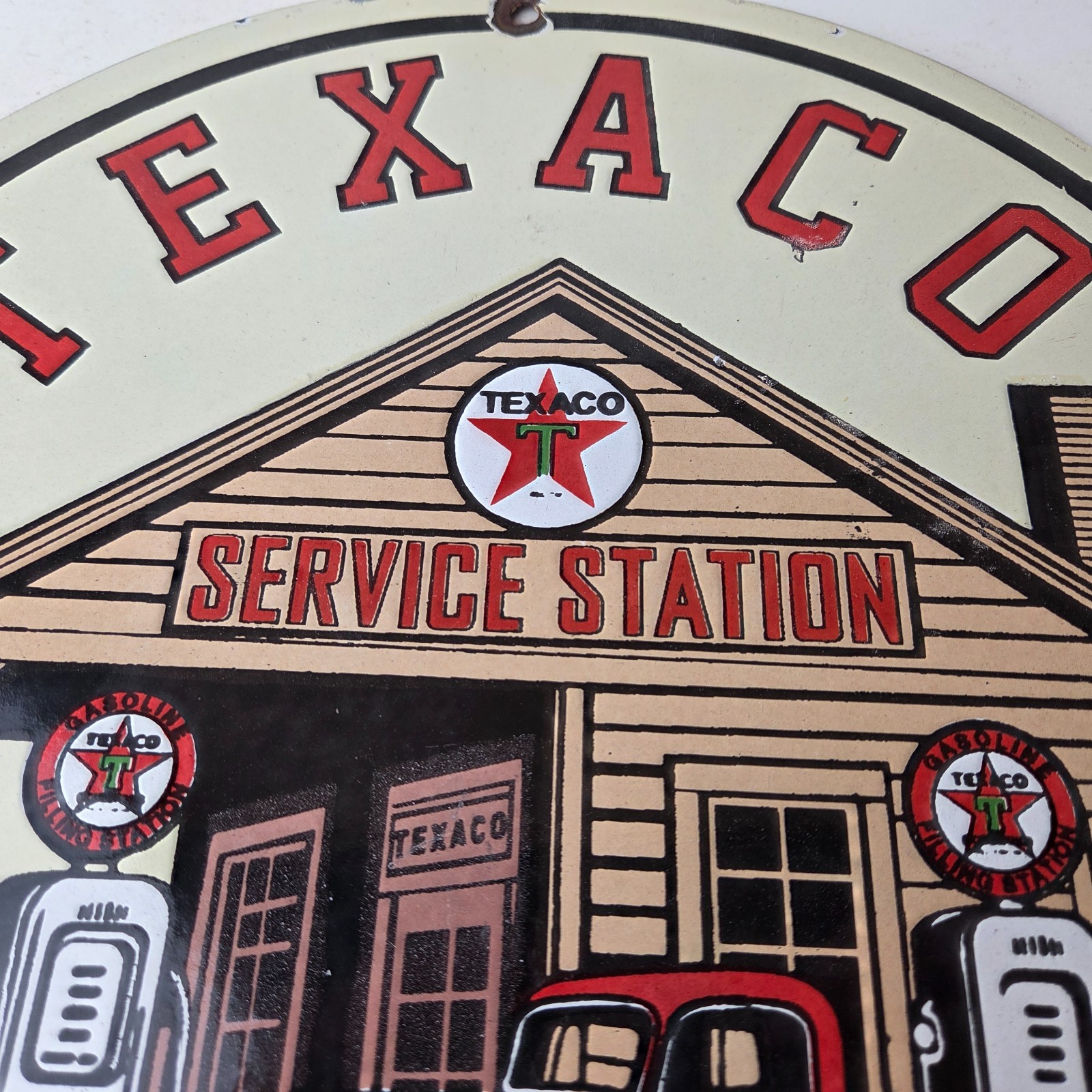 Vintage Texaco Gasoline Advertisement Sign – Gas Service Station Porcelain Sign
