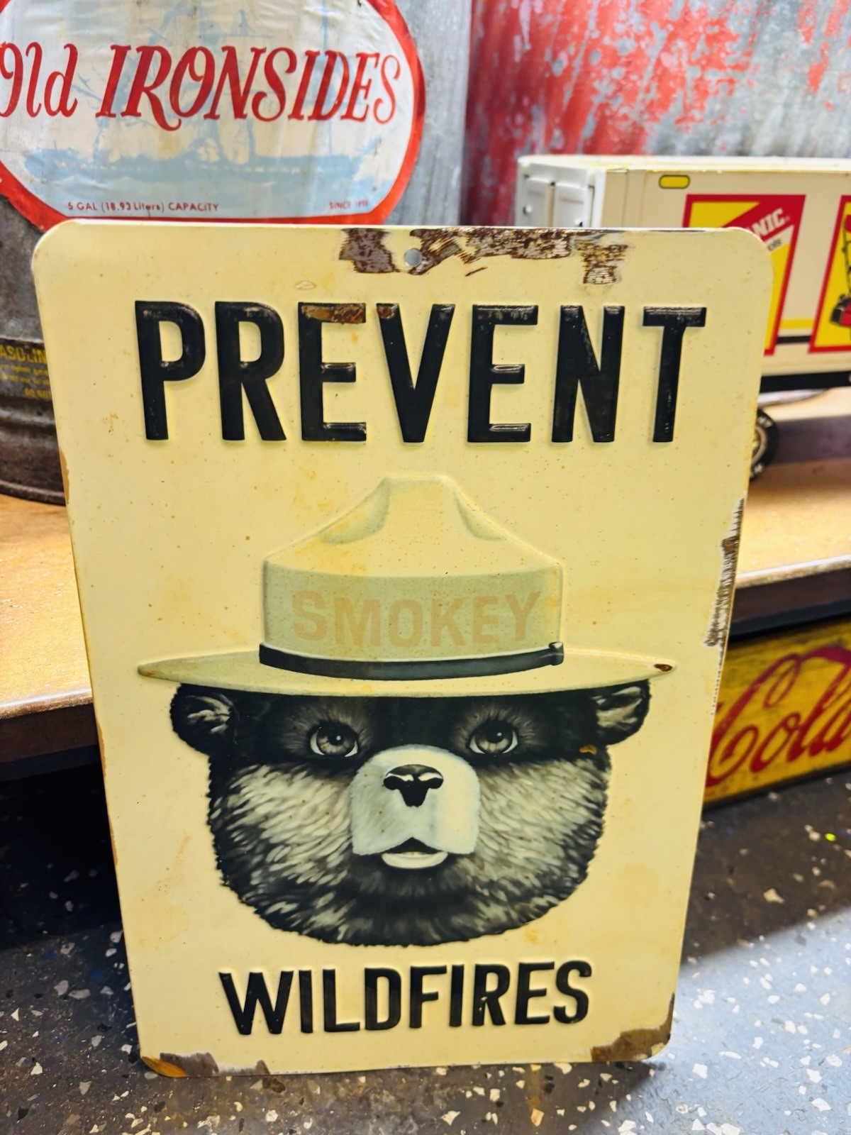 Smokey Metal Tin Porcelain Advertising Sign