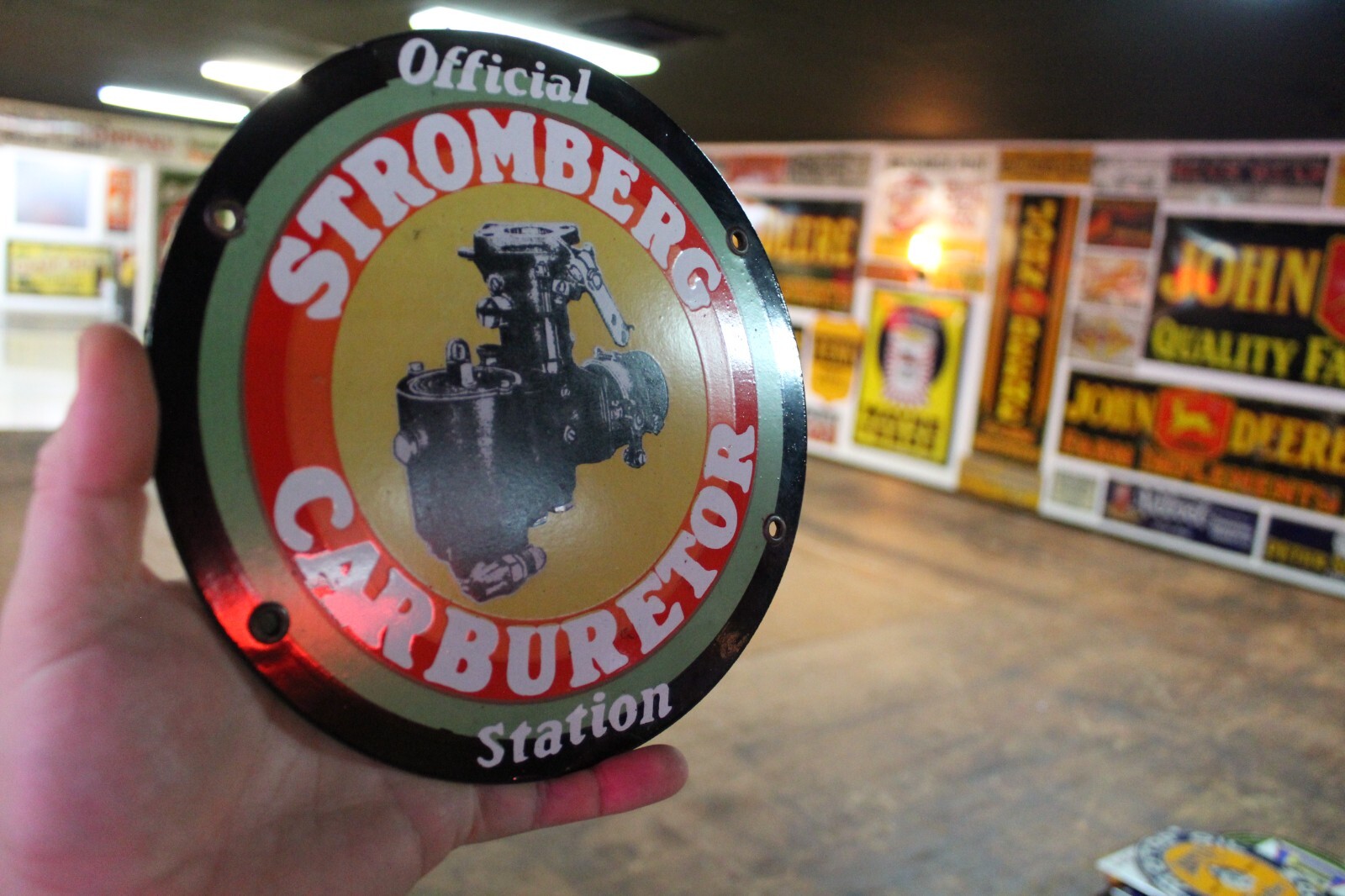 STROMBERG CARBURETOR SERVICE STATION PORCELAIN METAL SIGN GAS OIL CAR TRUCK 66