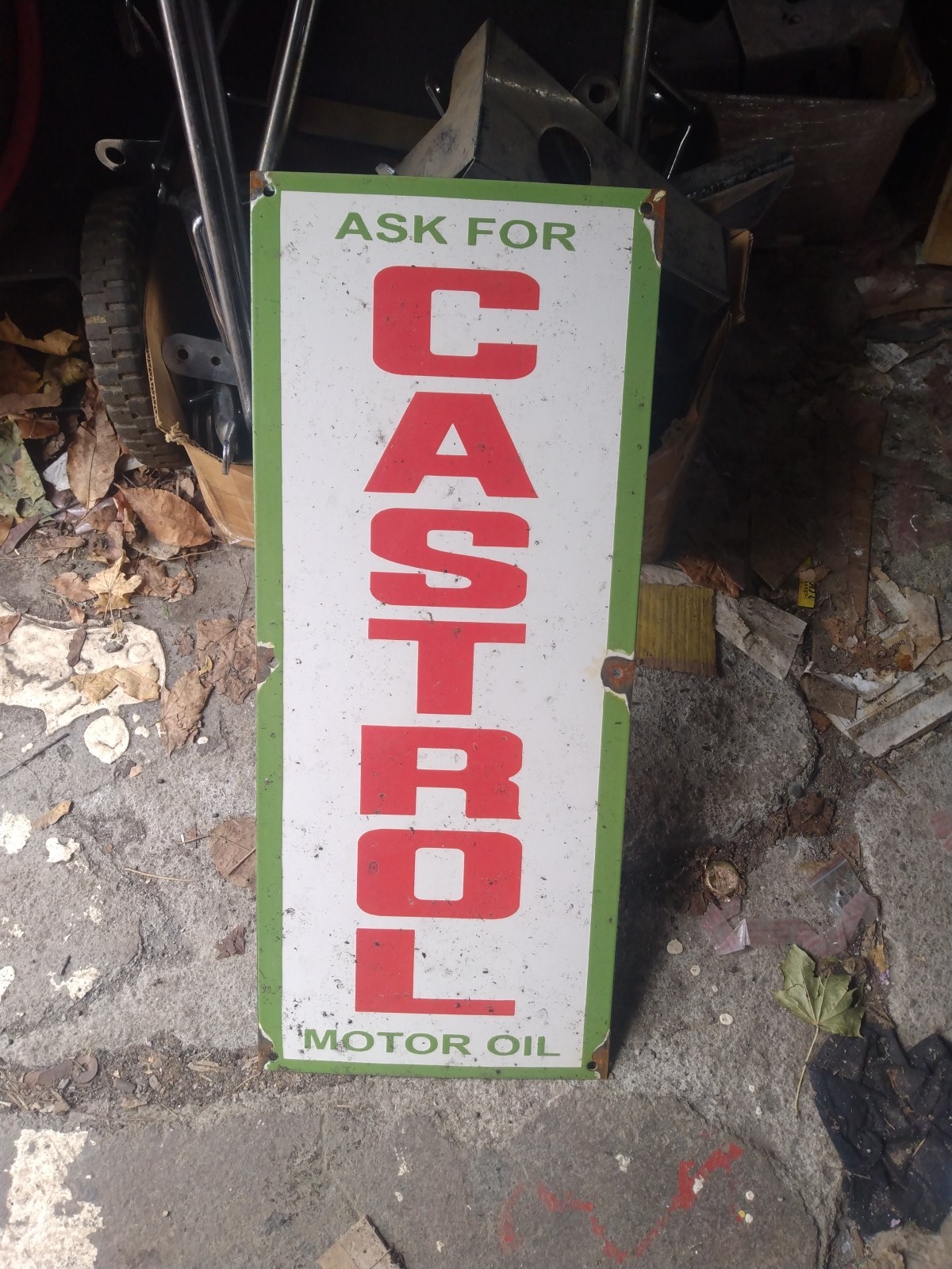 Castrol Oil 24″X10″ Inches Porcelain Enamel Over Steel Service Station Sign
