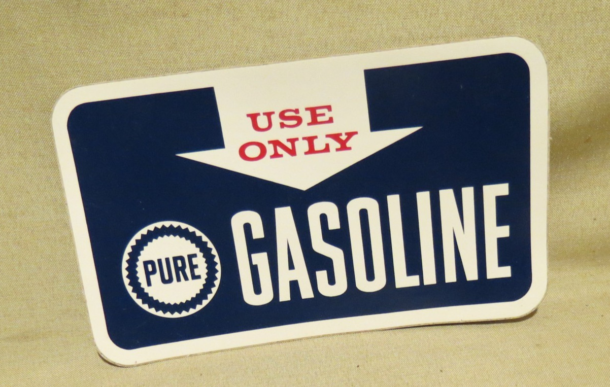 Vintage Dri -mark PURE GASOLINE Decal sticker USE ONLY 7.5″ X4.5″ Vinyl