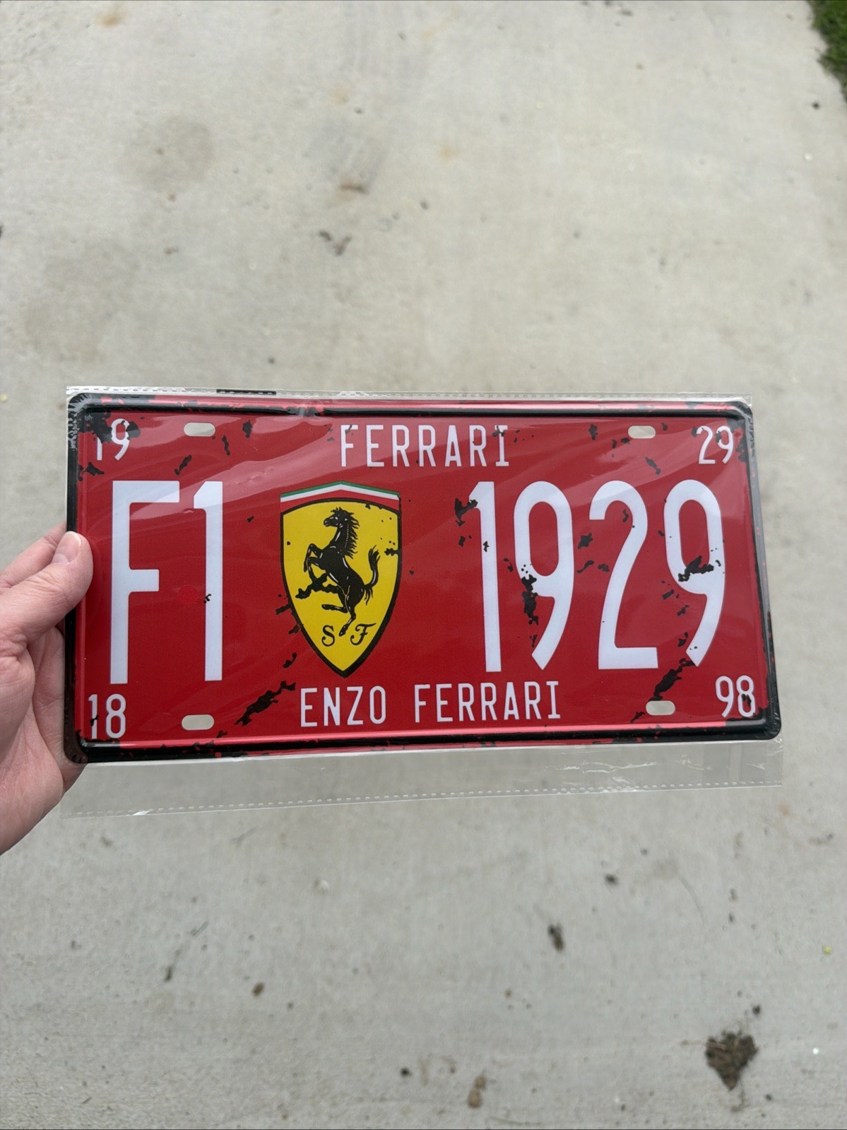 6 x 12 Inches Vintage Ferrari Wall Decor – Durable Tin Sign with Distressed Look