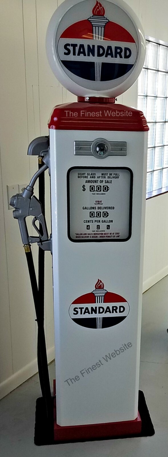 NEW STANDARD REPLICA GAS PUMP – ANTIQUE REPRODUCTION (WHITE & RED) – FREE SHIP*