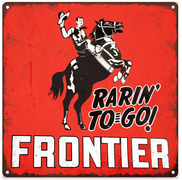 Frontier Gasoline Metal Sign Ad Repro Oil Gas Pump Garage Shop 12×12″ 60207